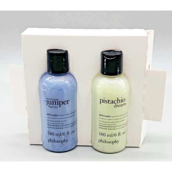 Philosophy Holiday Shower Gel Duo Pistachio Dreams Juniper Berries 6 oz Each - Picture 4 of 6